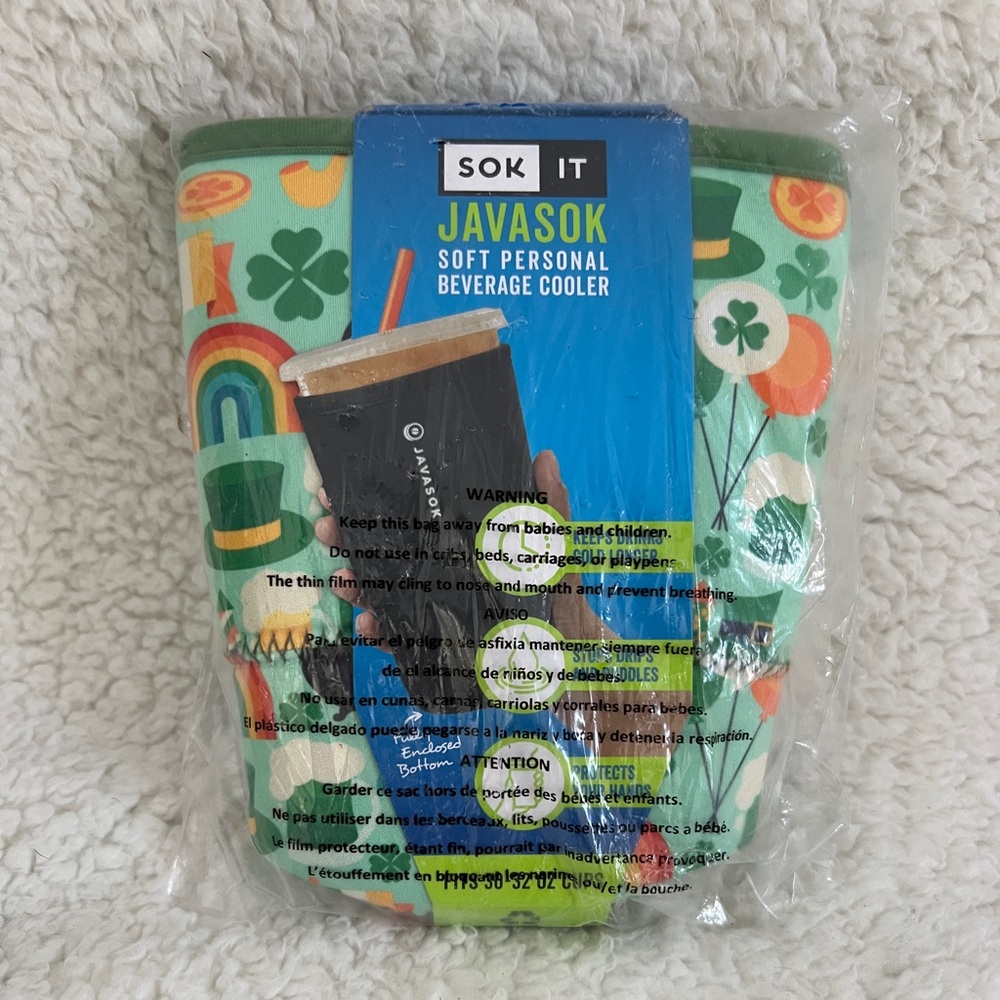 Sok-It,Javasok Iced Coffee/Soda, Insulated Neoprene Cup/Sleeve, St.Patty’s Day